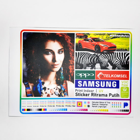 Print UV Sticker Vynil Putih 